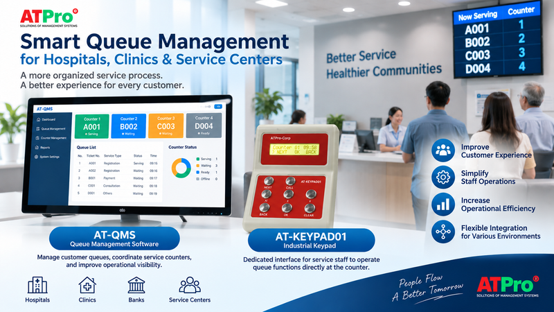 Smart Queue Management System: Combining AT-QMS Software with AT-KEYPAD01