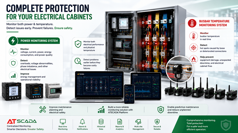 Power Monitoring System and Busbar Temperature Monitoring System for electrical cabinet protection with ATSCADA platform