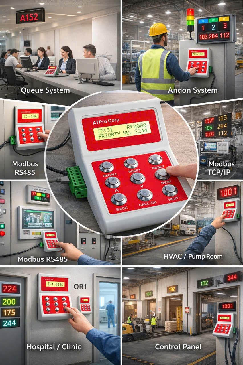 Industrial Plastic Keypad Smart IP50 Modbus TCP / RS485 | AT-KEYPAD01 OEM Available