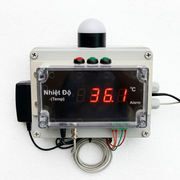 Temperature monitoring device with digital display on a white background