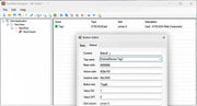 Software interface with 'Button Editor' dialog box open, showing settings for a button component.