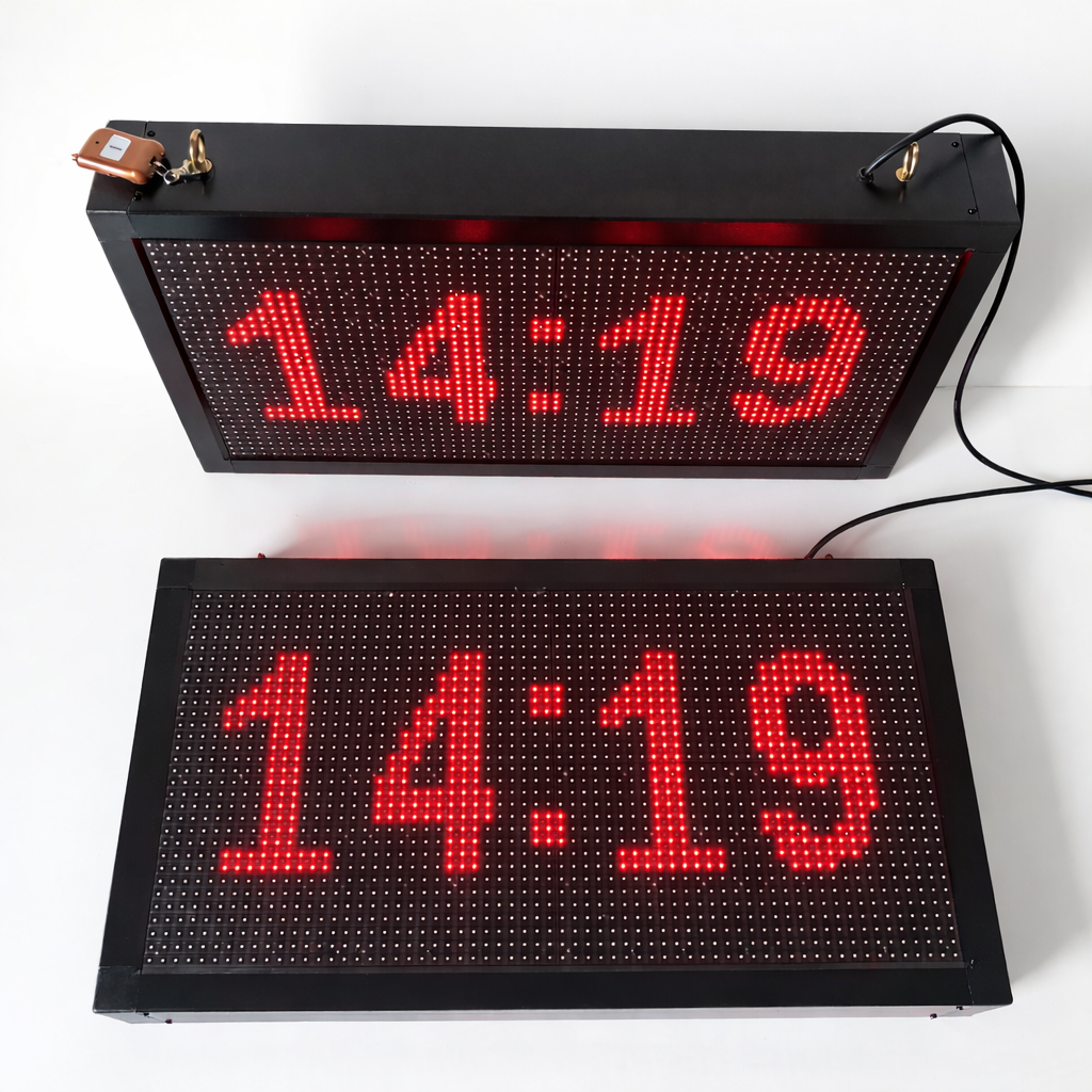 Industrial LED Matrix Clock & Information Display, Multi-Source Connectivity, Modbus TCP | AT-LED Matrix Clock – OEM Available