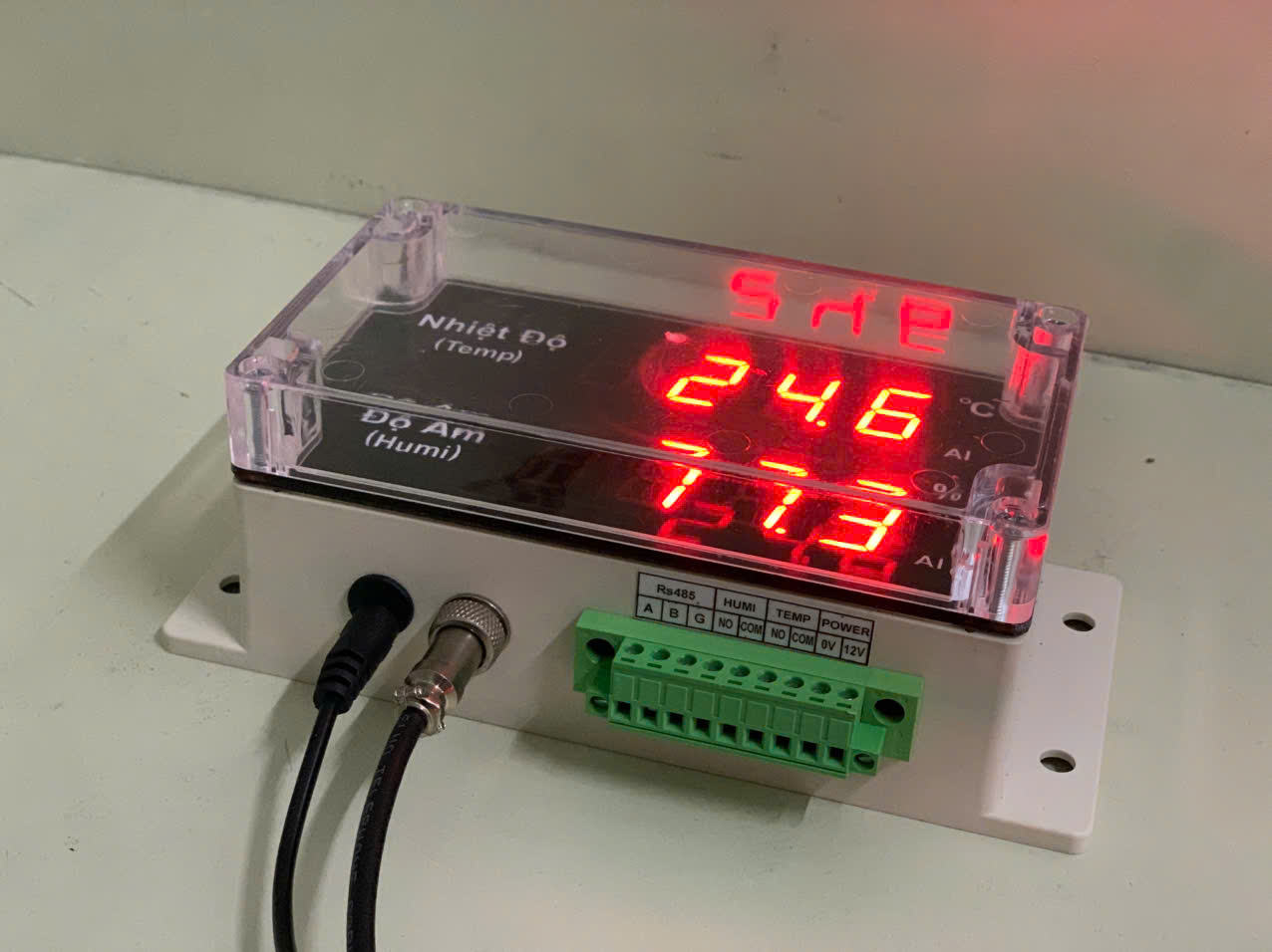 Industrial Temperature & Humidity LED Display for Data Center– Modbus RTU – OEM Available | AT-THMS3.1