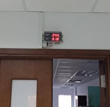 Industrial Temperature & Humidity LED Display for Data Center– Modbus RTU – OEM Available | AT-THMS3.1