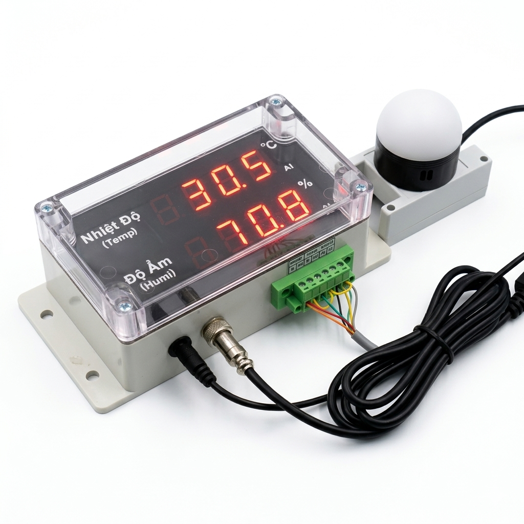 Electronic device with digital display and sensors on a white background