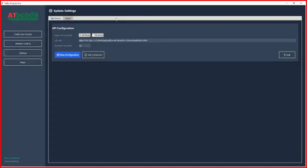 ATSCADA Custom Component API configuration interface for real-time traffic data integration
