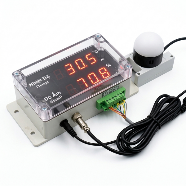 Electronic device with digital display and sensors on a white background
