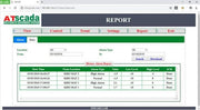 ATScada software interface displaying a report with alarm data.