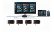 Diagram showing RS485 bus connectivity with devices and a monitor displaying data.
