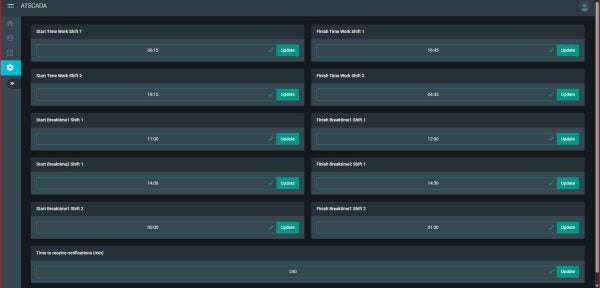 Scheduler or task management interface with time slots and labels on a dark background