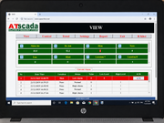 ATscada software interface on a computer screen with HP branding.