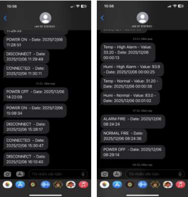 Two smartphone screenshots showing a chat interface with text messages.
